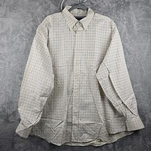 Brooks Brothers Dress Shirt Mens 2XL Yellow Windowpane Italy Button Down USA